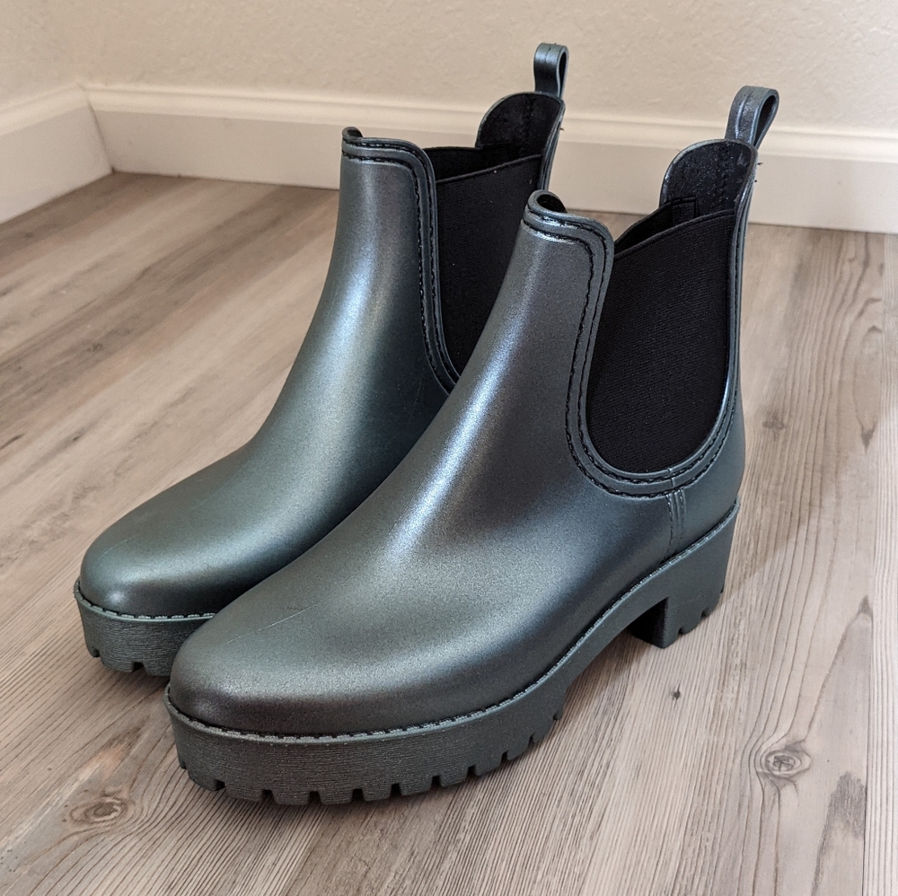 Jeffrey Campbell blue metallic rainboot Sz: 7 NEW